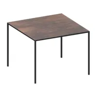 zeus - table à manger mini tavolo 99x99x73cm - rouille/finition rusty hpl 1cm/lxlxh 99x99x73cm/structure en relief noire 2x3cm