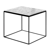 zeus - table d'appoint slim marble 54x54x48cm - blanc/noir cuivre sable effet/carrara marbre 2cm blanc/laqué époxy/structure noir cuivre sable effet