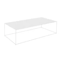 zeus - table d'appoint slim irony 124x62x34cm - blanc gaufré/tôle d'acier/laqué époxy/structure blanc gaufré