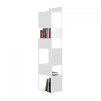 zeus - bibliothèque verticale tito 40x35x195cm - blanc gaufré/7 cases/laqué époxy/structure blanc gaufré