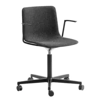 fredericia - chaise de bureau pato - noir/étoffe kvadrat hallingdal 65 180/structure acier noir/pxhxp 68,5x78-88x62cm