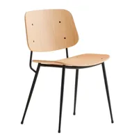 fredericia - chaise søborg structure acier - chêne/laqué/structure acier noir/pxhxp 51x79,5x50,5cm