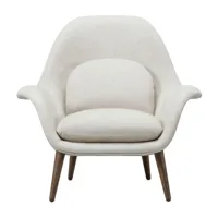 fredericia - fauteuil swoon - sable/siège étoffe kvadrat maple 222/pieds de chêne fumé/pxhxp 90x83,5x88,5cm
