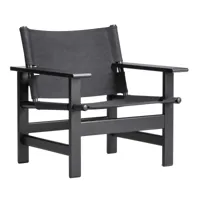 fredericia - fauteuil the canvas chair - noir, chêne noir/laqué/étoffe toile noire/lxhxp 74x76x65,5cm