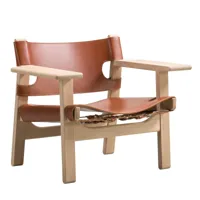 fredericia - fauteuil the canvas spanish - cognac, chêne/légèrement huilé/cuir cognac/lxhxp 74x76x65,5cm
