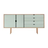 andersen furniture - armoires basse s6 façades colorées - gris océan/chêne savonné/lxhxp 163x80x43cm