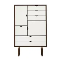 andersen furniture - buffet haut s5 façades blanches - blanc alpino/noyer américain/lxhxp 83x132x43cm