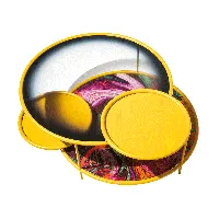 driade - table d'appoint sangaku - jaune/texture anti-atlas/lxhxp 100x41x82cm