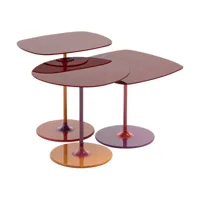 kartell - set de 3 tables d'appoint thierry trio - bordeaux /laqué/structure acier laqué