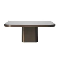 classicon - table basse bow no. 6 - laiton bruni/brossé/plateau de table verre cristal laqué noir/lxpxh 100x70x37cm/base 53x53cm/patins en feutre régl