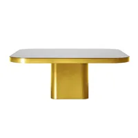 classicon - table basse bow no. 6 - laiton naturel/brossé/plateau de table verre cristal laqué noir/lxpxh 100x70x37cm/base 53x53cm/patins en feutre ré