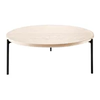eva solo - table basse savoye ø 90cm - chêne blanc/huilé/h x ø 35x90cm/structure aluminium noir peint par poudrage