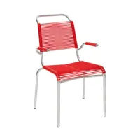 embru - chaise avec accoudoirs altorfer modèle 1141 - rouge signalisation/galvanisé à chaud/lxlxh 54x64x89cm/empilable