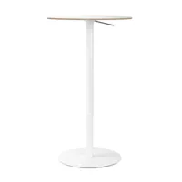 la palma - table de bistrot structure laqué brio 72-102cm - blanc/stratifié de table 0,9/h x ø 102x60cm/structure laqué blanc