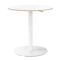 la palma - table de bistro structure laqué brio 52-70cm - blanc /stratifié de table 0,9/h x ø 70x60cm/structure laqué blanc