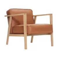 andersen furniture - chaise longue lc1 - marron/cuir sevilla cognac 4003/lxhxp 72x77x82cm/structure chêne pigmenté blanc