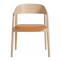 andersen furniture - chaise avec accoudoirs ac2 cuir - chêne blanc/pigmenté/lxhxp 58x74x53cm/surface d’assise cuir cognac