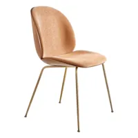 gubi - chaise de salle à manger rembourré tissu beetle 3d veneer - orange 132/dedar belsuede special fr/lxhxp 56x87x53,5cm/structure acier laiton...