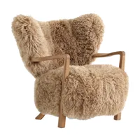&tradition - fauteuil lounge structure chêne wulff atd2 - brun clair/peau de mouton honey 50mm/lxhxp 85x85x84cm/avec patins en feutre/structure chêne.