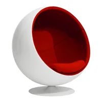 eero aarnio originals - fauteuil ball chair - rouge classic/étoffe ea2021 classic red 04/lxhxp 110x120x97cm/structure blanc avec finition gelcoat