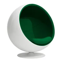 eero aarnio originals - fauteuil ball chair - vert/étoffe ea2021 green 06/lxhxp 110x120x97cm/structure blanc avec finition gelcoat