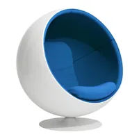 eero aarnio originals - fauteuil ball chair - bleu/étoffe ea2021 blue 08/lxhxp 110x120x97cm/structure blanc avec finition gelcoat