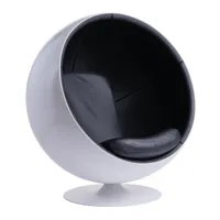 eero aarnio originals - fauteuil ball chair cuir - noir/cuir savanne black 30314/lxhxp 110x120x97cm/structure blanc avec finition gelcoat