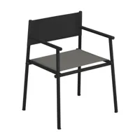 emu - chaise à jardin avec accourdoirs terramare - noir/emu-tex en fil pvc (100% chlorure de polyvinyle)/lxhxp 61x79x53cm/structure aluminium noir