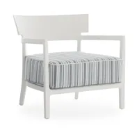 kartell - fauteuil de jardin cara - blanc/ rayé vert/housse 100% polyacrylique/lxhxp 68x67x69cm/structure blanc mat