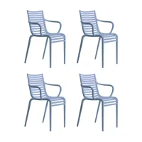 driade - set de 4 chaise de jardin avec accoudoirs pip-e - lavande dic c285/mat/pxhxp 54x82x55cm/nouvelle couleur