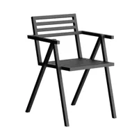 nine - chaise avec accoudoirs empilable 19 outdoors - noir ral 9011/revêtu par poudre/lxhxp 54,5x79,5x60cm/testé selon la norme bs en 581