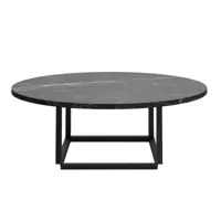 new works - table basse florence ø90cm - noir/marbre marquina/structure acier peint par poudrage noir/h 32cm/ ø 90cm