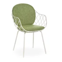 magis - chaise de jardin avec accourdoirs piña - vert/tissu polyhedra 1104 vert/lxhxp 53x81x53cm/structure tube d’acier blanc verni en polyester