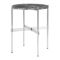 gubi - table d'appoint marbre ts ø40cm - gris/marbre grey emperador 2cm/lxpxh 45,2x45,2x51cm/structure acier poli