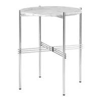gubi - table d'appoint marbre ts ø40cm - blanc/marbre white carrara 2cm/lxpxh 45,2x45,2x51cm/structure acier poli