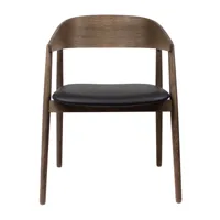 andersen furniture - chaise avec accoudoirs ac2 cuir - chêne/fumé et huilé/lxhxp 58x74x53cm/surface d’assise cuir noir