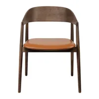 andersen furniture - chaise avec accoudoirs ac2 cuir - chêne/fumé et huilé/lxhxp 58x74x53cm/surface d’assise cuir cognac