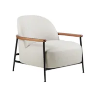 gubi - chaise longue avec accoudoirs sejour - gris 201/flair special/lxhxp 73x71x80cm/structure noir mat/accoudoirs en noyer huilé