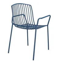 jan kurtz - chaise de jardin avec accoudoirs mori - bleu/revêtu par poudre/lxlxh 56x58x82cm