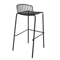 jan kurtz - chaise de bar de jardin mori 75cm - noir/revêtu par poudre/lxlxh 49x49x94cm