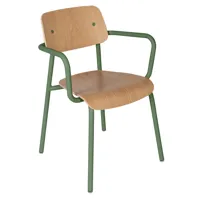 fermob - chaise avec accoudoirs studie chêne - cactus/texturé/assise et dossier placage de chêne/lxhxp 57x81x53cm