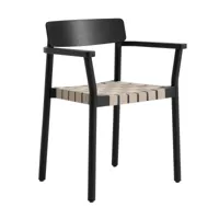 &tradition - chaise avec accoudoirs betty tk9 - chêne noir/sangle en lin nature/lxpxh 61x48x78cm/structure chêne massif laqué