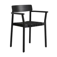 &tradition - chaise avec accoudoirs betty tk9 - chêne noir/sangle en lin noir/lxpxh 61x48x78cm/structure chêne massif laqué