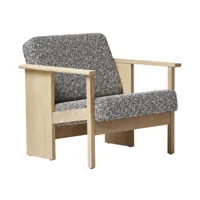 form & refine - fauteuil lounge chêne blanc huilé block - noir-blanc 0004/zero/lxlxh 69,5x73,5x70cm/structure en chêne blanc huilé