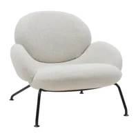 softline - fauteuil baixa - blanc/étoffe boucle 342/lxhxp 85x71x90cm/structure acier laqué noir
