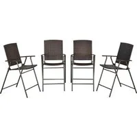 outsunny ensemble 4 chaises de jardin pliables résine tressée acier anticorrosion 58 x 66 x 107,5 cm brun