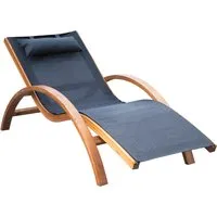 outsunny transat chaise longue bain de soleil design style tropical bois massif naturel coloris noir