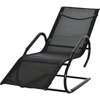 outsunny chaise longue transat bain de soleil design contemporain grand confort revêtement textilène métal galvanisé dim. 160l x 59,5l x 83h cm noir