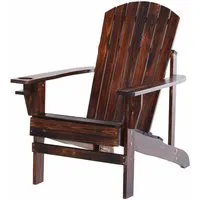outsunny fauteuil de jardin adirondack en bois forme ergonomique résistant aux intempéries charge max 150 kg 72,5 x 97 x 93 cm carbonisée