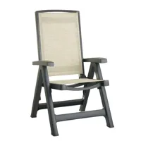 scab outdoor - chaise longue avec accoudoirs et dossier réglable en polypropylène anthracite, assise et dossier en tissu respirant